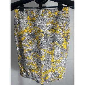 J.Crew Lined Pencil Skirt Knee Length Black White Paisley Size 2